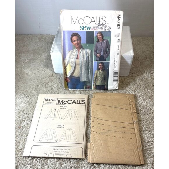 McCalls M4782 Sewing Pattern For Womens Lined Jackets Size EE 14-16-18-20 Uncut - Picture 2 of 5